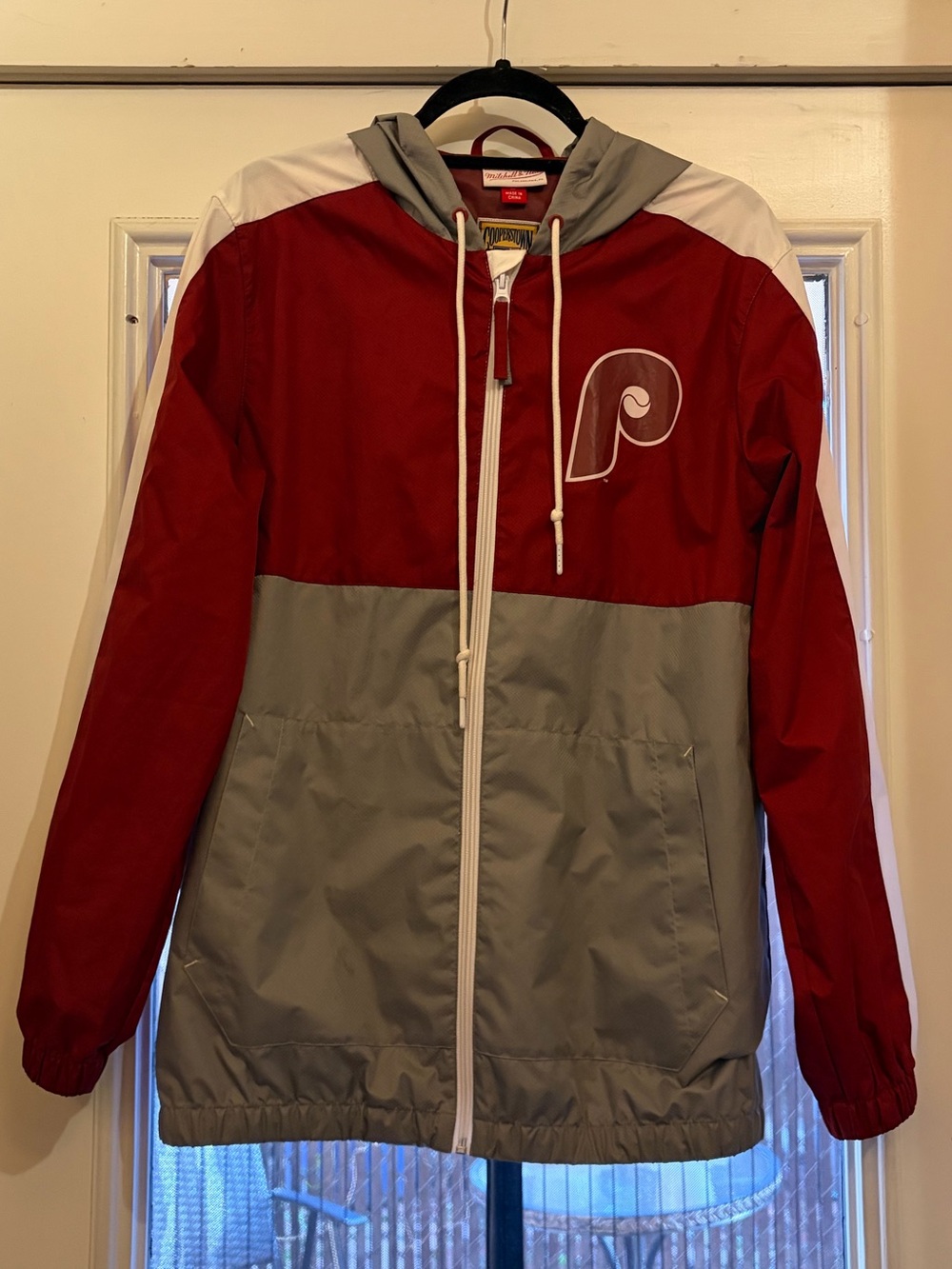 Mitchell & Ness Red and White Cooperstown Collection Jacket